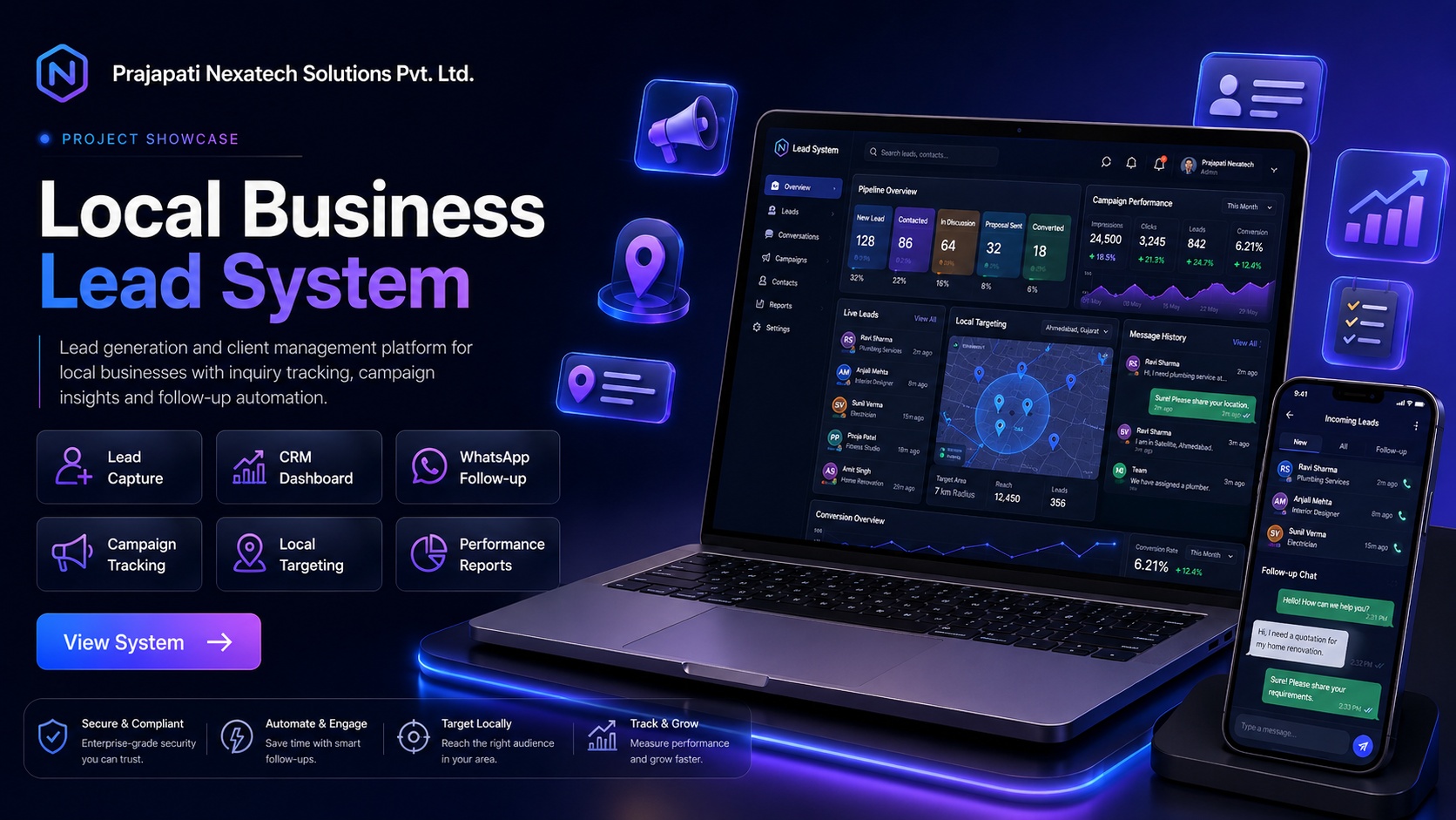 Local business lead generation and enquiry system project preview